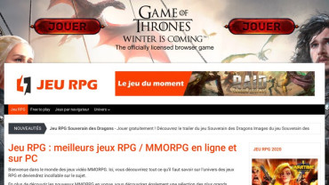 Page d'accueil du site : Jeu RPG