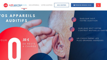 Page d'accueil du site : Le centre auditif Audio Pour Tous