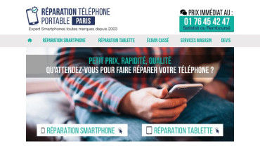 Page d'accueil du site : Réparation téléphone portable Paris
