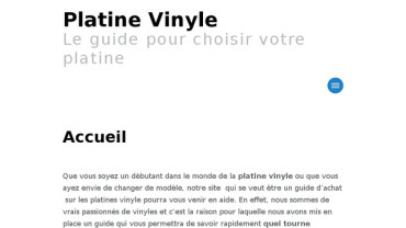 Page d'accueil du site : Platine vinyle