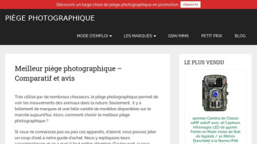 Page d'accueil du site : Piège Photographique