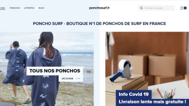 Page d'accueil du site : Poncho Surf
