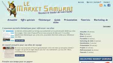 Page d'accueil du site : Le Market Samurai
