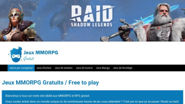 Page d'accueil du site : Jeux MMORPG gratuit