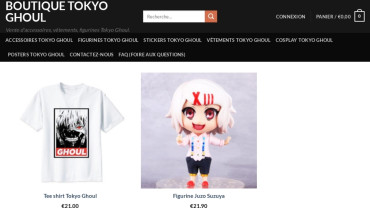 Page d'accueil du site : Boutique Tokyo Ghoul
