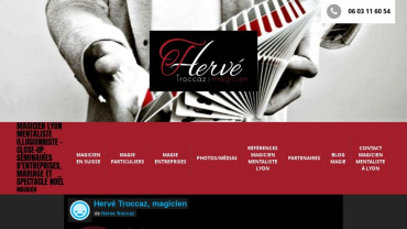 Page d'accueil du site : Magicien à Lyon Hervé Troccaz