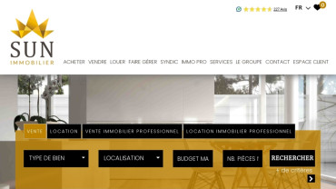 Page d'accueil du site : Sun Immobilier