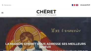 Page d'accueil du site : Chéret boutique d'art liturgique 