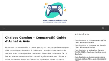 Page d'accueil du site : Izi chaise gaming