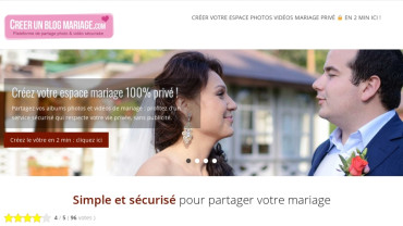 Page d'accueil du site : Créer un blog pour son mariage