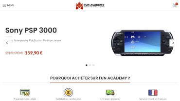 Page d'accueil du site : Fun Academy 