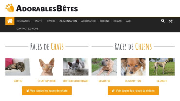 Page d'accueil du site : Adorables bêtes