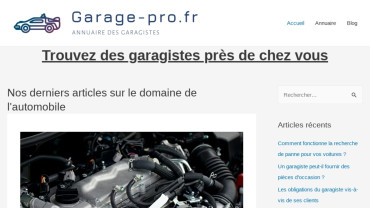 Page d'accueil du site : Garage Pro