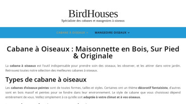 Page d'accueil du site : BirdHouses