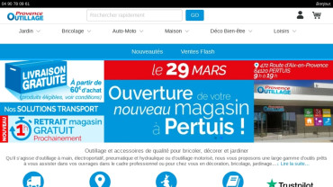 Page d'accueil du site : Provence Outillage