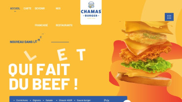 Page d'accueil du site : Chamas Burger