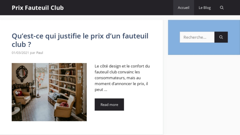 Prix Fauteuil Club