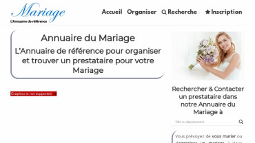 Page d'accueil du site : Annuaire du Mariage
