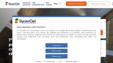 Page d'accueil du site : SynerCiel