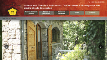 Page d'accueil du site : Gîtes Les Princes