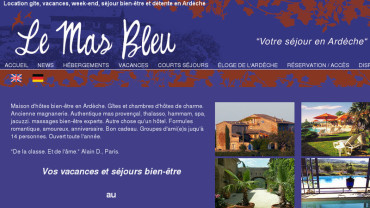 Page d'accueil du site : Le Mas Bleu
