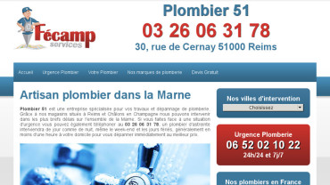 Page d'accueil du site : Plombier 51