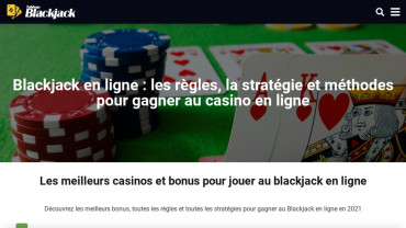 Page d'accueil du site : Tableau Blackjack