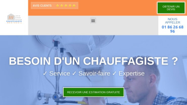 Page d'accueil du site : Chauffagiste Pro Montreuil