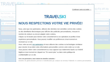 Page d'accueil du site : Travelski