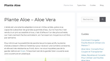 Page d'accueil du site : Plante Aloe