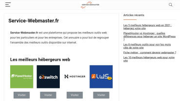 Page d'accueil du site : Service Webmaster