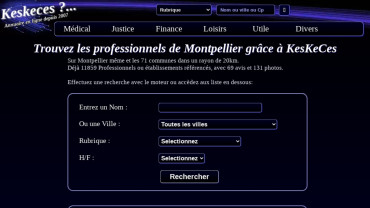 Page d'accueil du site : Keskeces Montpellier