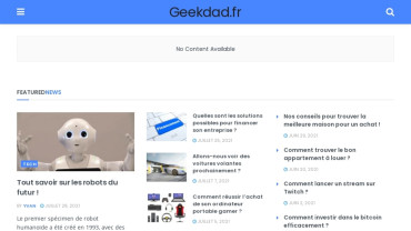Page d'accueil du site : Geekdad