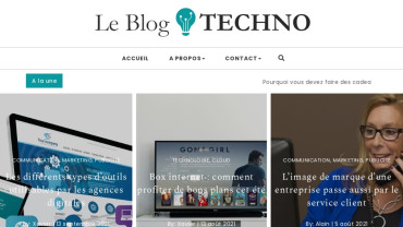 Page d'accueil du site : Le blog techno