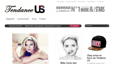 Page d'accueil du site : Tendance US