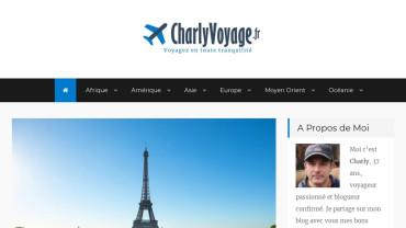 Page d'accueil du site : Charly Voyage