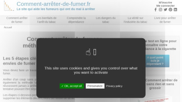 Page d'accueil du site : Comment-arreter-de-fumer.fr