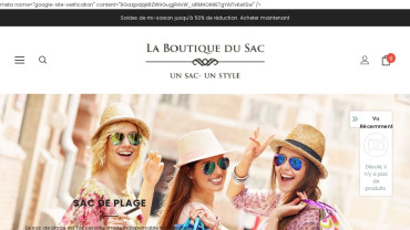 Page d'accueil du site : La Boutique du Sac
