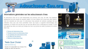 Page d'accueil du site : Adoucisseur d'eau