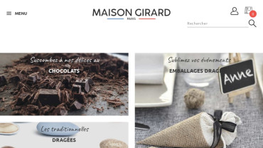 Page d'accueil du site : Dragées Girard