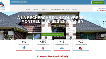 Page d'accueil du site : Couvreur Montreuil