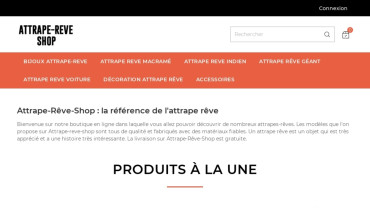 Page d'accueil du site : Attrape-Rêve-Shop