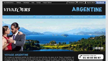 Page d'accueil du site : Vivatours Argentine
