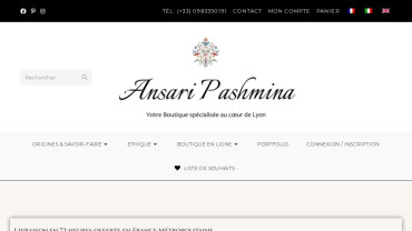 Page d'accueil du site : Ansari Pashmina