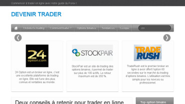 Page d'accueil du site : Devenir trader