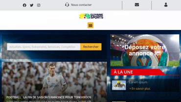 Page d'accueil du site : Guyane Sports