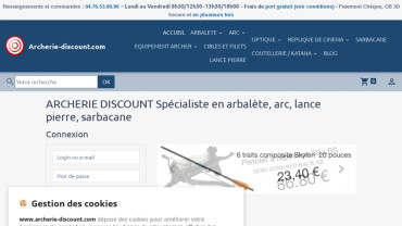 Page d'accueil du site : Archerie Discount