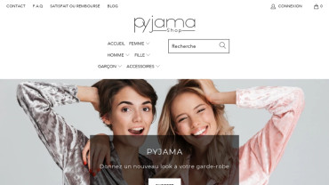 Page d'accueil du site : Pyjama Shop
