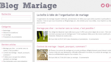 Page d'accueil du site : Le blog du Mariage