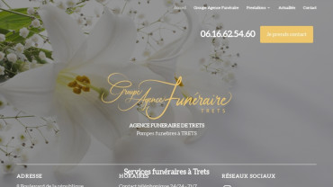 Page d'accueil du site : Groupe Agence funéraire